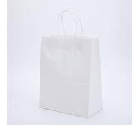 10/20/50pcs DIY Multifunción de Color Suave Bolsa de Papel con Asas Bolsa de Regalo Festival Bolsas de Compras Bolsa de Embalaje de Papel Kraft-Blanco, 26x32x12cm, 20pcs