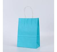 10/20/50pcs DIY Multifunción de Color Suave Bolsa de Papel con Asas Bolsa de Regalo Festival Bolsas de Compras Bolsa de Embalaje de Papel Kraft Azul Cielo, 32 x 25 x 11 cm, 20 piezas