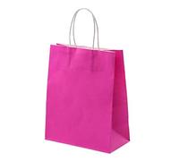 10/20/50pcs DIY Multifunción de Color Suave Bolsa de Papel con Asas Bolsa de Regalo Festival Bolsas de Compras Bolsa de Embalaje de Papel Kraft Rosa, 32x25x11cm, 10pcs