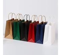 10/20/50pcs DIY Multifunción de color suave bolsa de papel con asas Festival bolsa de regalo bolsas de compras de papel kraft bolsa de embalaje de color mezcla, 21 x 27 x 11 cm, 50 unidades