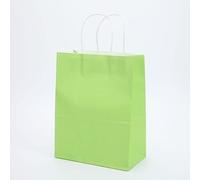 10/20/50pcs DIY Multifunción de color suave bolsa de papel con asas Festival bolsa de regalo bolsas de compras de papel kraft bolsa de embalaje verde claro, 15 x 21 x 8 cm, 50 unidades