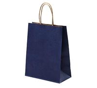 10/20/50pcs DIY Multifunción de color suave bolsa de papel con asas Festival bolsa de regalo bolsas de compras bolsa de embalaje de papel kraft-Azul, 32x25x11cm, 50pcs