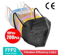 10-200 Uds ffp2mask negro kn95 mascarillas negra adultos 5 capas fpp2 aprobado kn95 CE respirador mascarilla ffp2reutilizable ffp3 KN95-50PCS-Red
