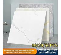 10/30/50 Uds. Adhesivo autoadhesivo grueso para decoración de pared, azulejo de mármol, pegatina para suelo, PVC, impermeable, inodoro, cocina, suelo del hogar E 10PCS