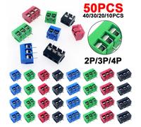 10/50 Uds bloque de terminales PCB conector paso 5,0mm KF301 Pin recto 2P 3P tornillo PCB bloques de terminales Kit surtido de conectores 3P Black