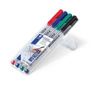 10 bolígrafos Staedtler® 316 WP4, punta fina, Lumocolor® Universal, no permanentes, F, STAEDTLER, caja con 4 colores