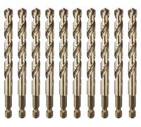10 brocas hexagonales - Acero rápido M35 con revestimiento dorado