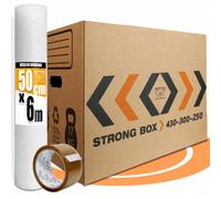 10 Cajas Mudanza Talla M de 32 Litros + Burbujas + Precinto - Cajas Carton Mudanza (43x30x25cm) Reforzadas y Resistentes - Cajas de Cartonn Certificación FSC - Cajas de Carton Mudanza