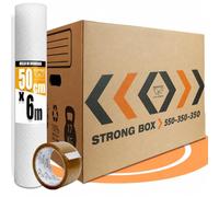 10 Cajas Mudanza Talla XL de 67 Litros + Burbujas + Precinto - Cajas Carton Mudanza (55x35x35cm) Reforzadas y Resistentes - Cajas de Carton Certificación FSC - 100% Reutilizables