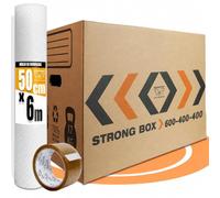 10 Cajas Mudanza Talla XXL 96 Litros + Burbujas + Precinto - Cajas Carton Mudanza (60x40x40cm) Reforzadas y Resistentes - Cajas de Carton Certificación FSC - 100% Reutilizables