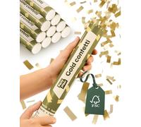 10 Cañones de Confeti de Boda Oro Mate - Biodegradable - Primer Confeti de Papel FSC® del Mundo - Fácil y Seguro de Usar