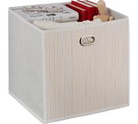 10 cestas de almacenamiento de bambú, cestas cuadradas para el baño, cestas de tela altas para estanterías, dimensiones: 31 x 31 x 31 cm, plegables, color blanco