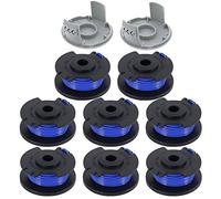 10 cortadores de hilo de repuesto de línea de bobina 0.065" 18V 24V 40V, compatible con Ryobi One+ AC14RL3A, cuerda de alimentación, línea de recortadora inalámbrica 11 pies, 8 carretes + 2 tapones