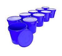 10 cubos con tapa, 10 L, azul, redondo, cubo de plástico, apto para alimentos, herméticos y estables, cubo vacío con asa y tapa, adecuado para alimentos, química, detergente en polvo, adhesivos