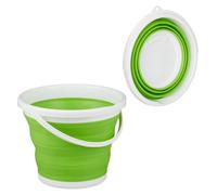 10 cubos plegables, 10 litros, cubos para limpieza, plegables para ahorrar espacio, ideales para el hogar, el coche y el camping, color verde