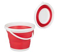 10 cubos plegables, 10 litros, cubos para limpieza, plegables para ahorrar espacio, ideales para el hogar, el coche y el camping, color rojo