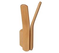 10 ganchos de bambú para pared, para atornillar, doble gancho para perchero, gancho para ropa, dimensiones: 15 x 6,5 x 6 cm, color natural