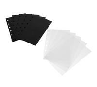 10 Hojas Bolsas para Carpetas de 6 Agujeros, PP Negro, Sueltas A7 | Recambio para Archivador, Almacenamiento para Documentos y Tarjetas, Resistente al Desgaste, Uso en Agenda