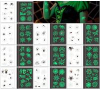 10 Hojas Pegatinas De Tatuaje De Araña Que Brillan En La Oscuridad Pegatinas De Araña 3D Verdes Fluorescentes Impermeables Para Halloween