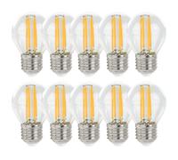 10 Lámparas LED Filamento Tipo Gota Esfera 6W E27 Clara 540lm Extra Cálida 1800K