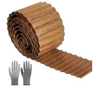 10 m x 14,5 cm de alto, borde de césped de metal, borde de césped de acero corten, aspecto oxidado, borde de arriate para bricolaje, borde de césped con 1 par de guantes, borde de césped galvanizado