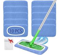 10 paños secos para mopa Swiffer húmedos, lavables para toallitas húmedas Swiffer, para toallitas Swiffer, para Swiffer en húmedo/seco, limpiar rápidamente las manchas del suelo (sin mopa de suelo)
