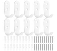 10 Pcs Ganchos Percheros de Pared, Colgadores Perchas Gancho Pared, Ganchos para Colgar Ropa, Llaves, Sombreros, Toallas, Bolsos, Albornoces, Dormitorios, Cocinas y Baños (blanco,Tamaño Pequeño)