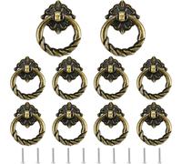 10 pcs Vintage Handles Old Door Cabinet Knobs, Brass Vintage Door Handles, for Dresser Drawer Antique Cabinet with Screws