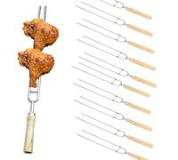 10 Pieza Brochetas de Barbacoa para Parrilla, Pinchos Barbacoa, Brochetas de Barbacoa Reutilizables con Mango de Madera para Pinchos para Carne Pollo Verduras