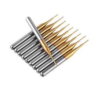 10 piezas 3.175 mm Vástago Capa de Titanio Brocas de Carburo de Tungsteno Fresas para Punta de Maíz PCB CNC SMT Fresas Rotativas Fresa Cortador Diámetro de 0.6 mm