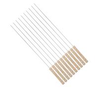10 Piezas Brocheta con Mango de Madera de Acero Inoxidable | Uso en Fogata y Campamento, Color Beige, Diseño Redondo, Fácil de Guardar y Transportar