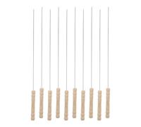 10 Piezas Brochetas de Barbacoa Redondas de Acero Inoxidable | Uso en Campamento y Fogata, Pollo y Verduras, Carne, Camarones, Color Beige