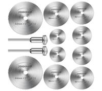 10 Piezas de Discos de Sierra Circular de Metal para Dremel, Herramienta Multifunción para Taladro Angular, con 2 varillas de 3,17 mm, Adecuado para Cortar Plásticos, PVC, Madera y Metales Suaves