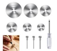 10 piezas de hoja mini sierra circular para Dremel, discos de corte HSS herramienta giratoria accesorio con 6 cuchillas 22-50 mm 3 varillas y destornilladores para taladro giratorio, madera de metal
