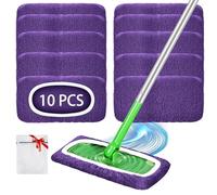 10 piezas de paños secos para Swiffer, lavables, paños húmedos para Swiffer, microfibra para limpieza rápida y eficaz de manchas en el suelo (sin mopa incluida)