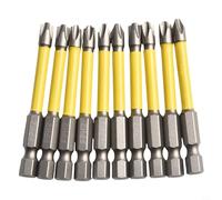 10 piezas FPH2 ranuradas para puntas de destornillador cruzado, herramientas magnéticas de aleación de acero HRC63 para interruptor de enchufe, 65 mm, 110 mm (10 piezas de 65 mm)
