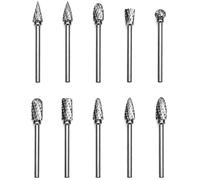 10 Piezas Fresas Carburo Tungsteno para Dremel Madera Metal Grabado | Fresas Rotativas de Vástago de 1/8" (3mm) para Tallado de Bricolaje, Pulido de Metales, Taladrado, 10 Modelos