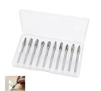 10 Piezas Fresas Rotativas de Carburo,Fresas Carburo de Tungsteno Vástago 3 mm 1/8" para Dremel y, Fresas Metal Duro para Tallado de Madera, Grabado, Pulido de Metal, Desbaste y Bricolaje