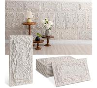 10 Piezas Paneles de Pared 3D con Aspecto de Piedra, 45 x 25cm PVC Paneles Decorativos para Pared interiores y exterior, Paneles Acústicos 3D, Revestimiento de Pared (Blanco)