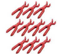 10 Piezas Pinza de Silicona Anti-escaldaduras Rojos | Silicona y Nailon, Agarre Antideslizante Seguro, para Cocina y Línea de Servicio, Maneja Recipientes Calientes