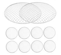 10 Piezas Red de Barbacoa Desechable de Hierro Plata | Malla de 34, 5cm, Superficie Lisa sin Rebabas, Resistente a Altas Temperaturas, para Excursiones y Viajes
