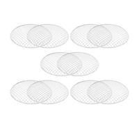 10 Piezas Rejilla Desechable de Malla para Barbacoa de 30cm | Ligera y Antiadherente, Superficie Lisa sin Rebabas, para Camping y Senderismo, Color Plata