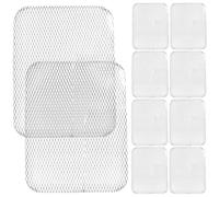 10 Piezas Rejilla Desechable Rectangular de Aluminio | Malla Delicada Resistente al Calor, Uso en Horneado Interior y Asado Exterior, Color Plata, Formato Rectangular