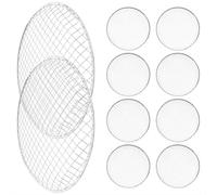 10 Piezas Rejilla Desechable Redonda de Alambre Galvanizado | Ligera y Portátil, Color Plata, para Huevos y Tortitas, Uso Exterior, Accesorios de Cocina al Aire Libre