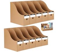 10 Piezas Revistero con 10 Etiquetas, Archivador Papel A4, Organizador Revistas y Papelería, Carpetas Archivos, Caja Almacenamiento Documentos Cartón para Oficina, Hogar, Escuela, Escritorio (Marrón)