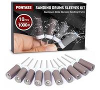 10 Piezas Tambores de Lijado para Dremel Accesorios, 1000 Granos Mangas de Lijado con Vástago 3 mm Cilindros de Lijado, Lija Accesorios Lijas de Tambor Utilizado para lijar, Pulir y Desoxidar Metales