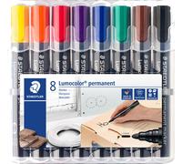 10 rotuladores permanentes STAEDTLER 352 WP8 Lumocolor®, recargables, punta de aproximadamente 2 mm, 2 rojos, 3 azules