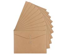 10 sobres de papel kraft A4, carpetas de archivos, carpetas de proyectos, documentos, bolsa de papel con cierre de cuerda y botón, organizador de documentos, bolsa de presentación para oficina,