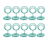 10 soportes para números de mesa de alambre, 50 mm, color verde brillante | Soporte para tarjetas de mesa de alambre de hierro, clip para fotos, señales de comida, boda, aniversario, cumpleaños
