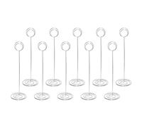 10 soportes para números de mesa de alambre, plata 220 mm | Soporte para tarjetas de mesa de alambre de hierro, clip para fotos, señales de comida, boda, aniversario, cumpleaños